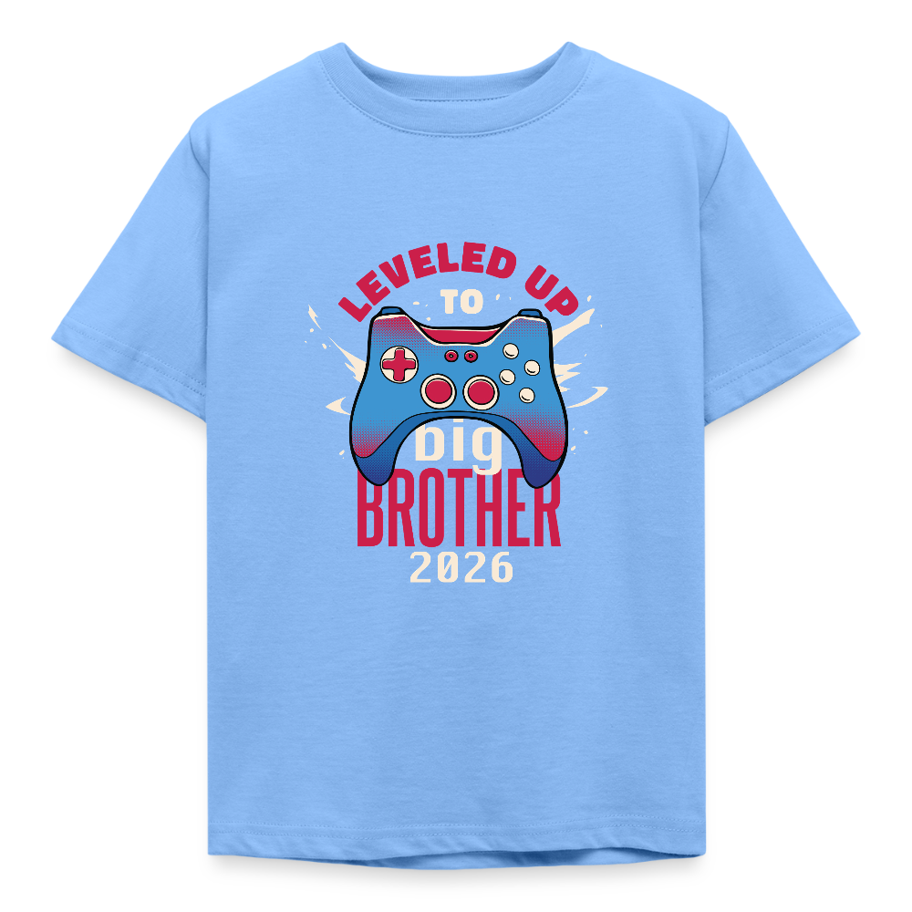 🎮 T-shirt Enfant “Leveled Up to Big Brother 2026” – Annonce Grand Frère | UNiKtee REF00051 - bleu ciel