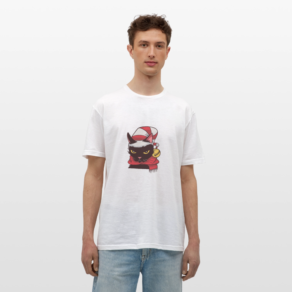 T-shirt Homme – Chat de Noël Grincheux - REF00005 - blanc