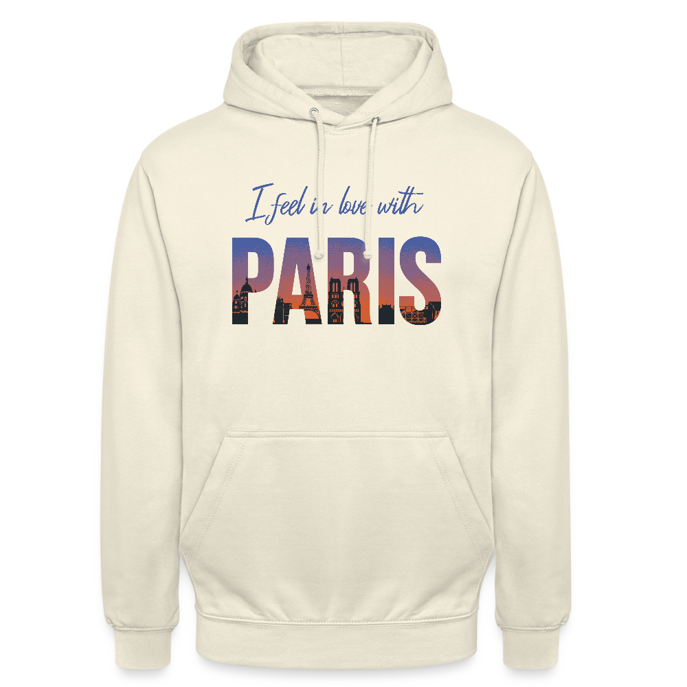 Sweat à Capuche Unisexe “I Feel in Love with PARIS” – Style Urbain & Romantique | REF00068 - vanille