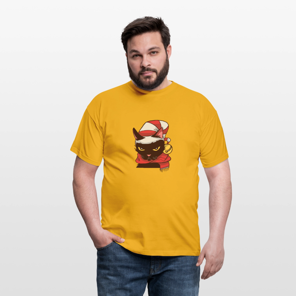 T-shirt Homme – Chat de Noël Grincheux - REF00005 - jaune