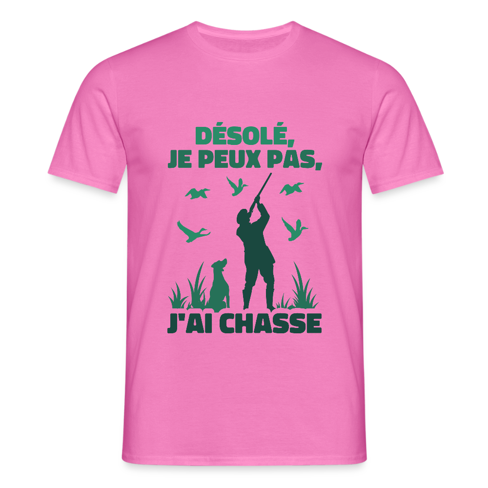 T-shirt Homme – Je peux pas, j’ai chasse - REF00015 - rose