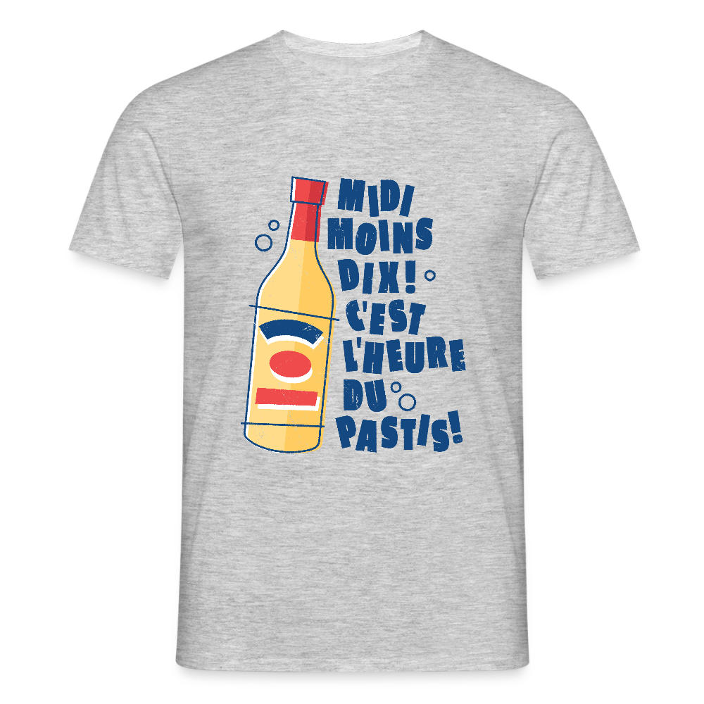 T-shirt Homme “C’est l’heure du Pastis” – Humour & Apéro du Sud | UNiKtee REF00039 - gris chiné