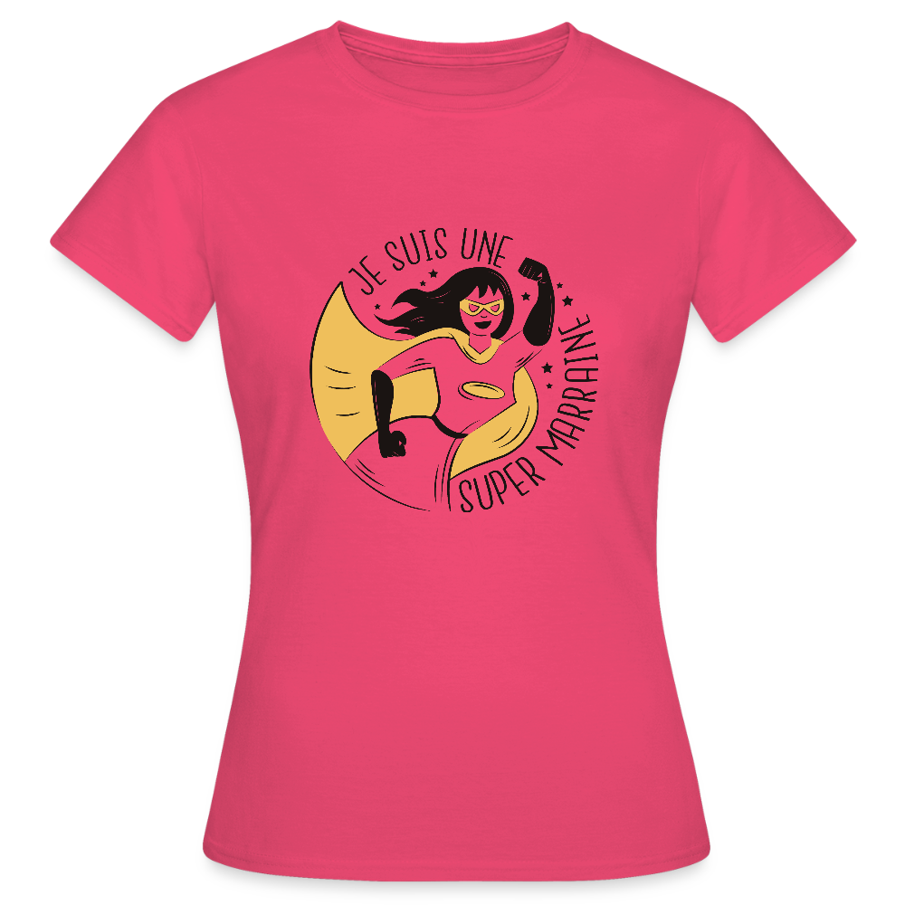 T-shirt Femme “Je suis une Super Marraine” – Cadeau Original & Héroïque | REF00058 - rose azalée