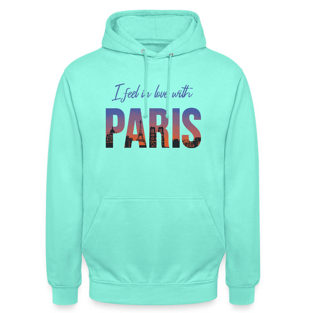 Sweat à Capuche Unisexe “I Feel in Love with PARIS” – Style Urbain & Romantique | REF00068 - menthe