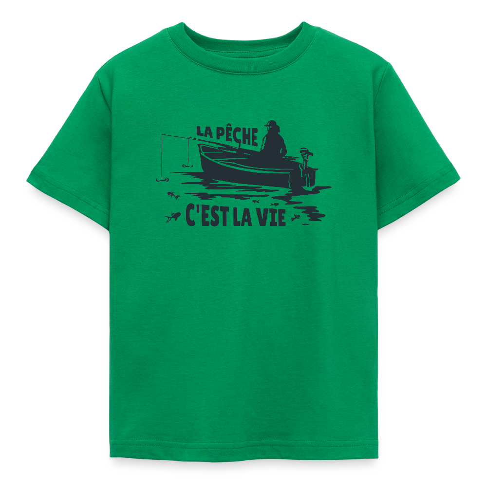 🐟 T-shirt Enfant Pêche “La Pêche c’est la Vie” – Fun & Nature | UNiKtee - REF00025 - vert