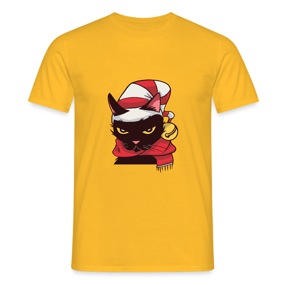 T-shirt Homme – Chat de Noël Grincheux - REF00005 - jaune
