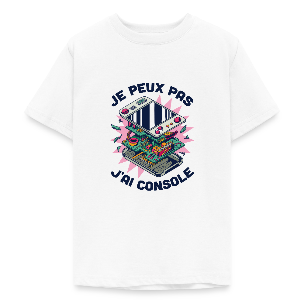 🎮 T-shirt Ado “Je peux pas, j’ai console” – Fun & Gaming Style | UNiKtee REF00044 - blanc