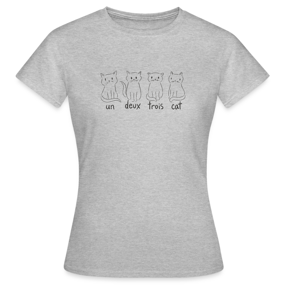 T-shirt Femme “Un, Deux, Trois, Cat” – Humour & Style Félin | UNiKtee REF00046 - gris chiné