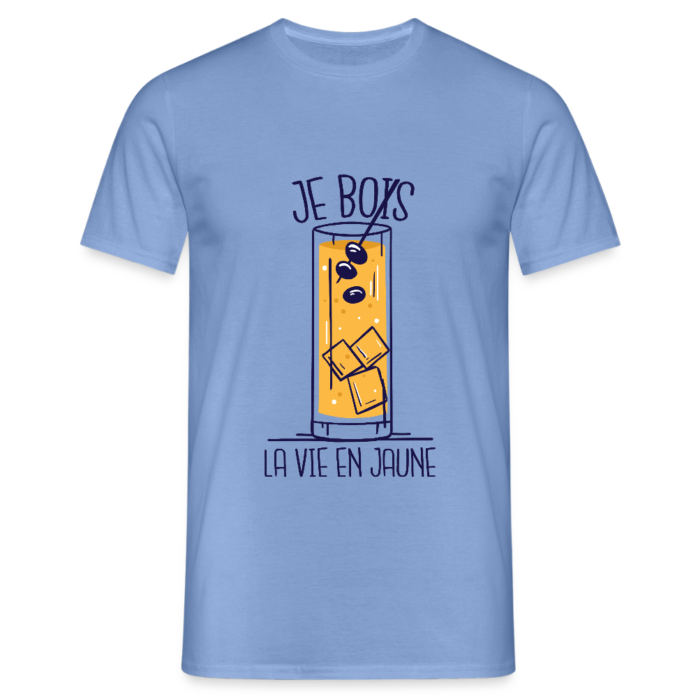 T-shirt Homme “Je Bois la Vie en Jaune” – Humour & Bonne Humeur | UNiKtee - REF00027 - carolina blue