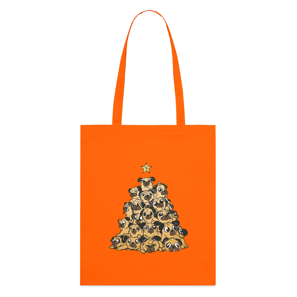 Tote Bag “Christmas Pug Tree” – Arbre de Carlins de Noël | UNiKtee REF00055 - orange profond