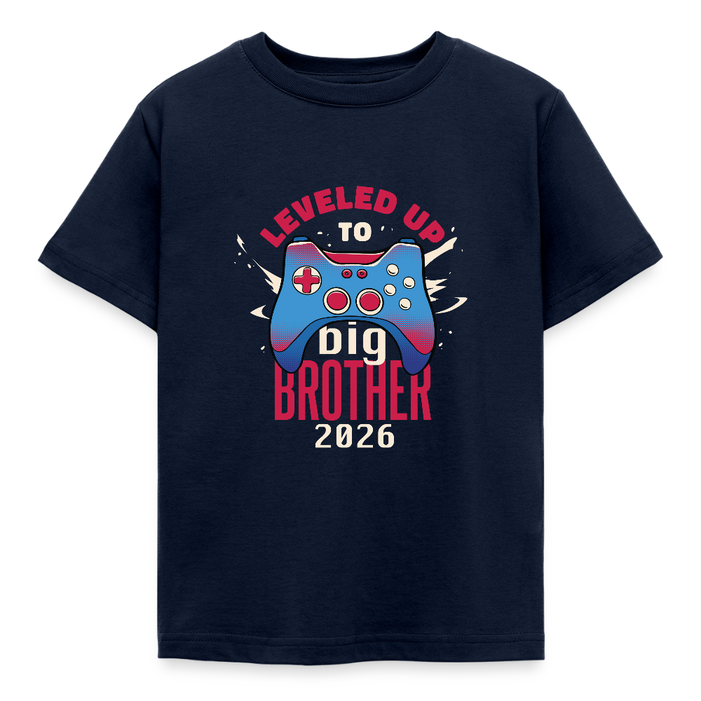 🎮 T-shirt Enfant “Leveled Up to Big Brother 2026” – Annonce Grand Frère | UNiKtee REF00051 - marine