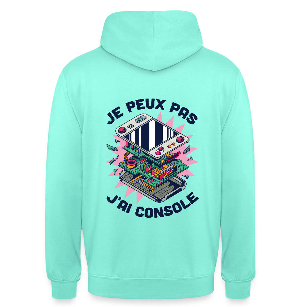 🎮 Sweat à Capuche Unisexe “Je peux pas, j’ai console” – Gaming Style | UNiKtee REF00044 - menthe