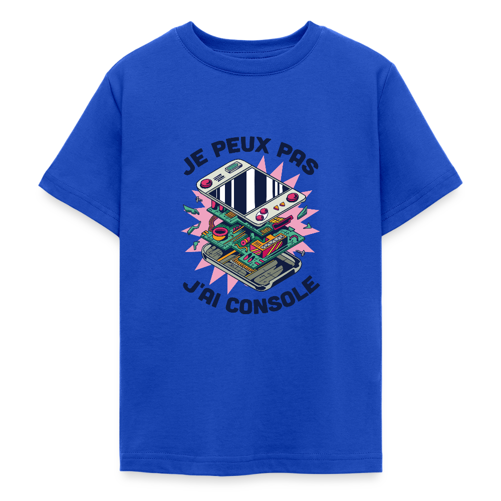 🎮 T-shirt Ado “Je peux pas, j’ai console” – Fun & Gaming Style | UNiKtee REF00044 - bleu royal