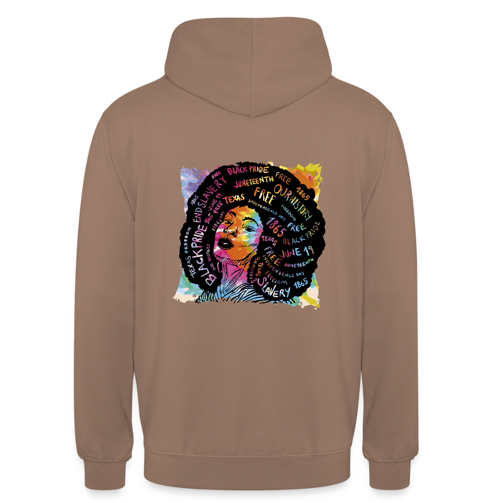 Sweat à Capuche Unisexe “Afro Queen” – Art Coloré & Message d’Empowerment | REF00063 - moka