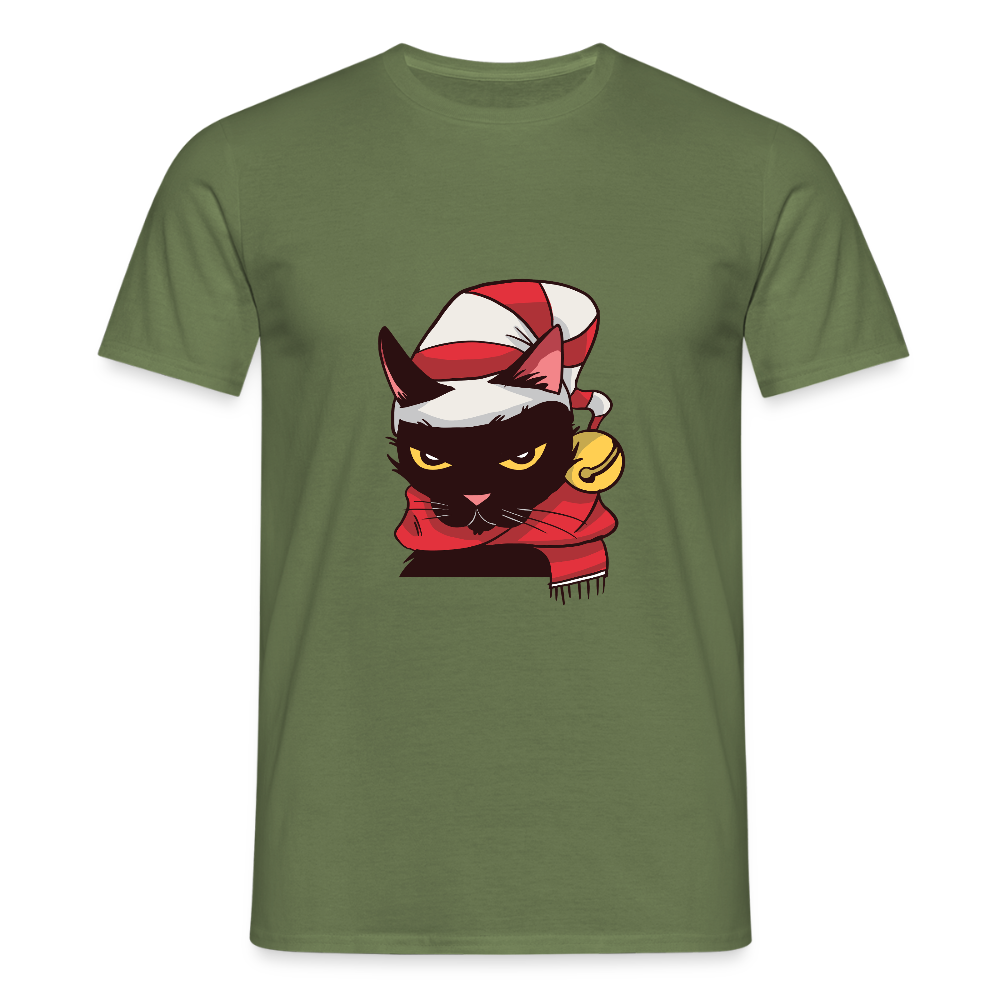 T-shirt Homme – Chat de Noël Grincheux - REF00005 - vert militaire