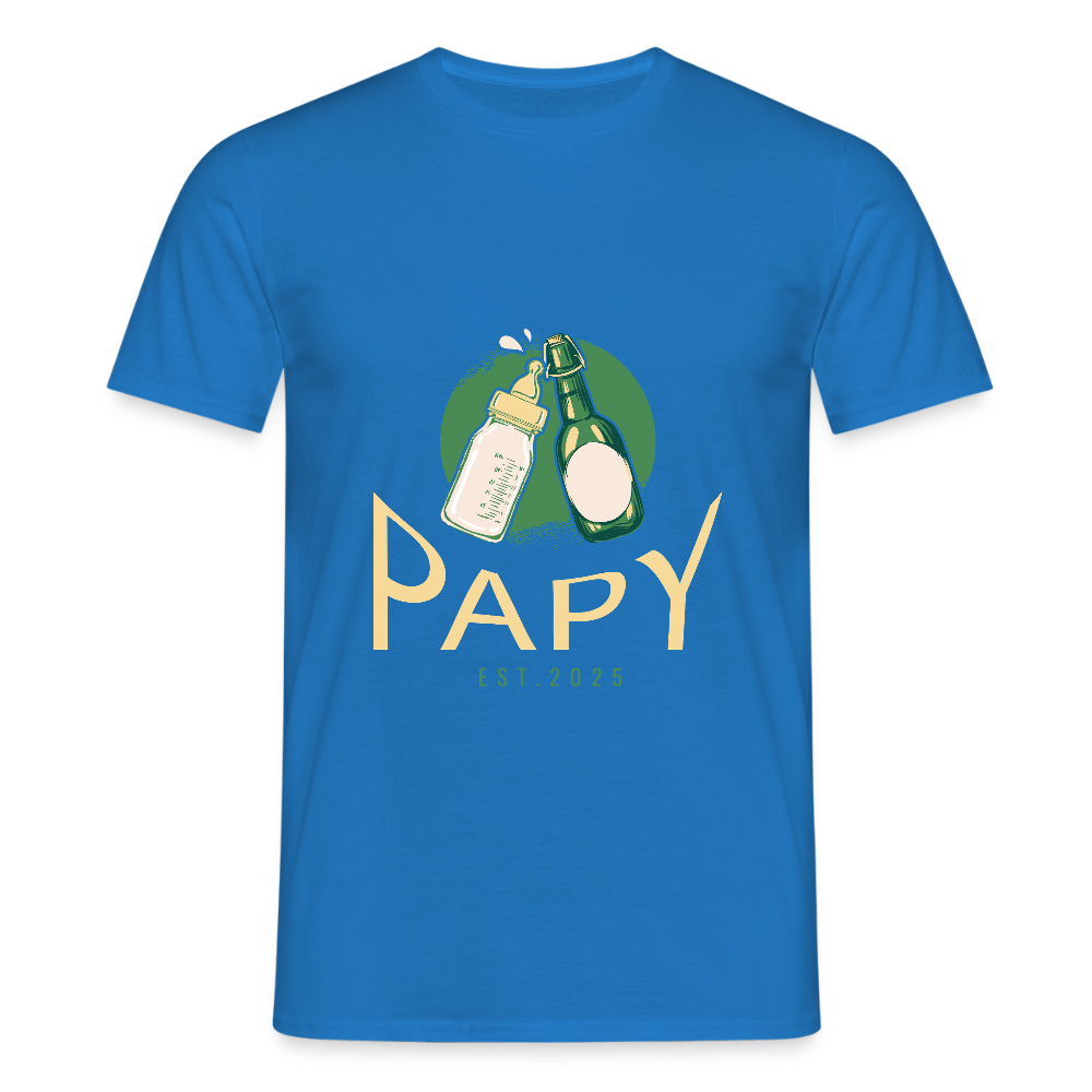 T-shirt Homme “Papy Est.2025” – Cadeau Original pour Nouveau Grand-Père | REF00059 - bleu royal