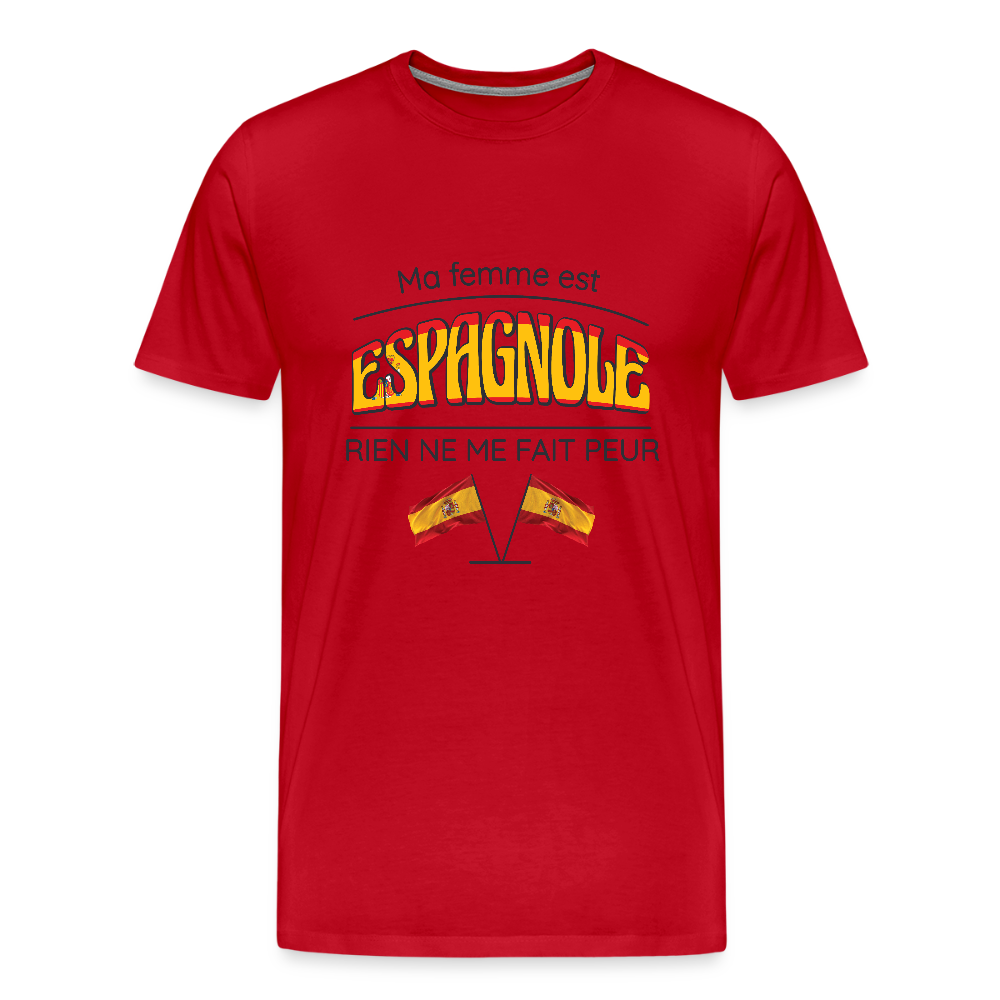 💃 T-shirt Homme “Ma femme est espagnole” – Humour & Passion | UNiKtee REF00075 - rouge