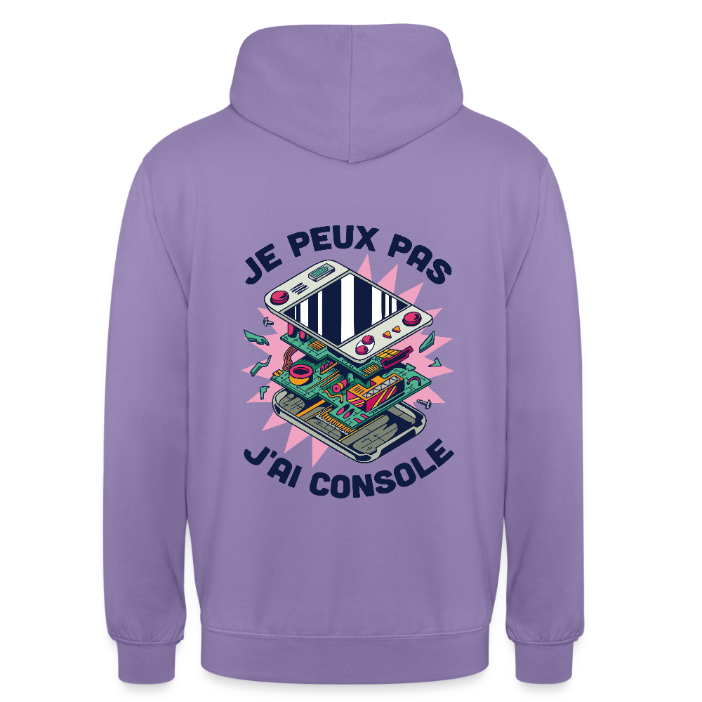 🎮 Sweat à Capuche Unisexe “Je peux pas, j’ai console” – Gaming Style | UNiKtee REF00044 - lavande