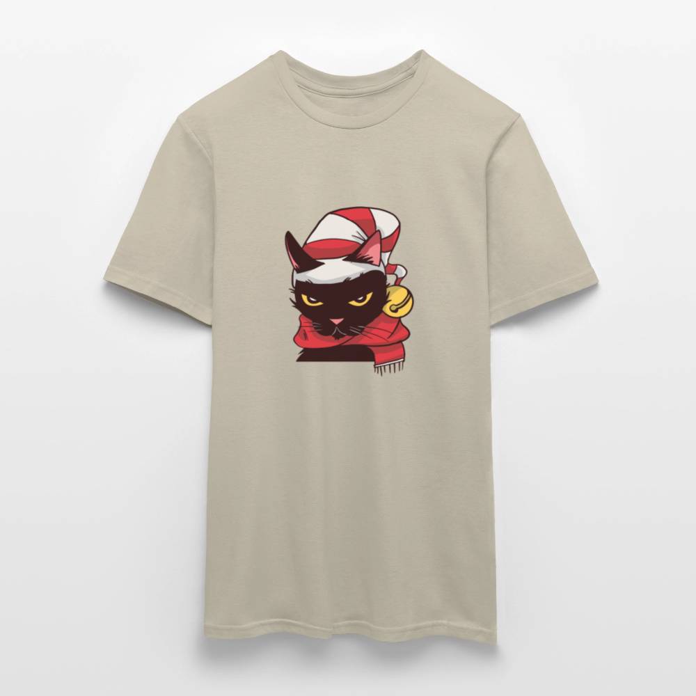 T-shirt Homme – Chat de Noël Grincheux - REF00005 - beige sable