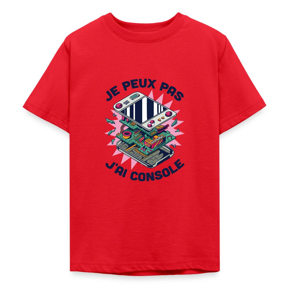 🎮 T-shirt Ado “Je peux pas, j’ai console” – Fun & Gaming Style | UNiKtee REF00044 - rouge