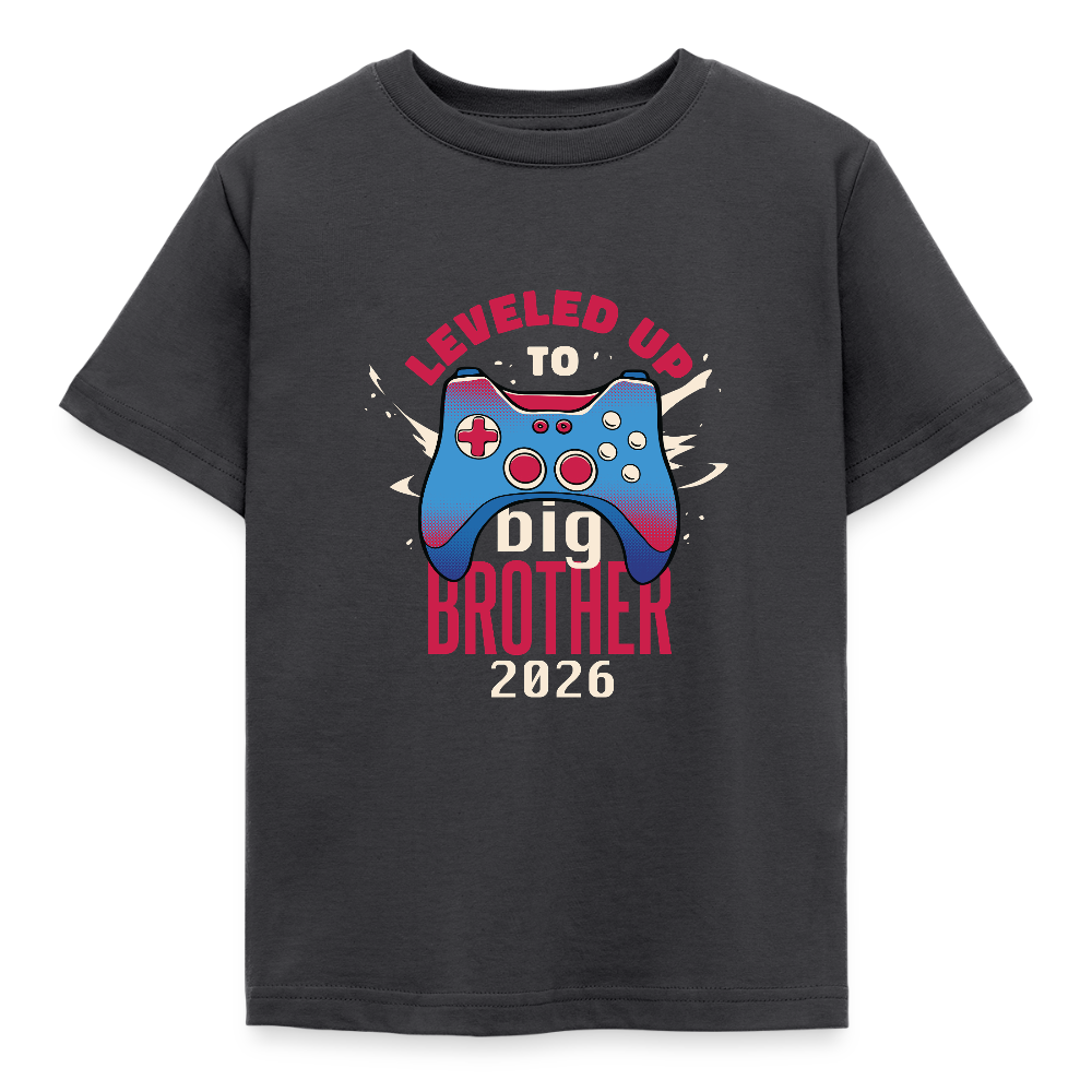 🎮 T-shirt Enfant “Leveled Up to Big Brother 2026” – Annonce Grand Frère | UNiKtee REF00051 - charbon