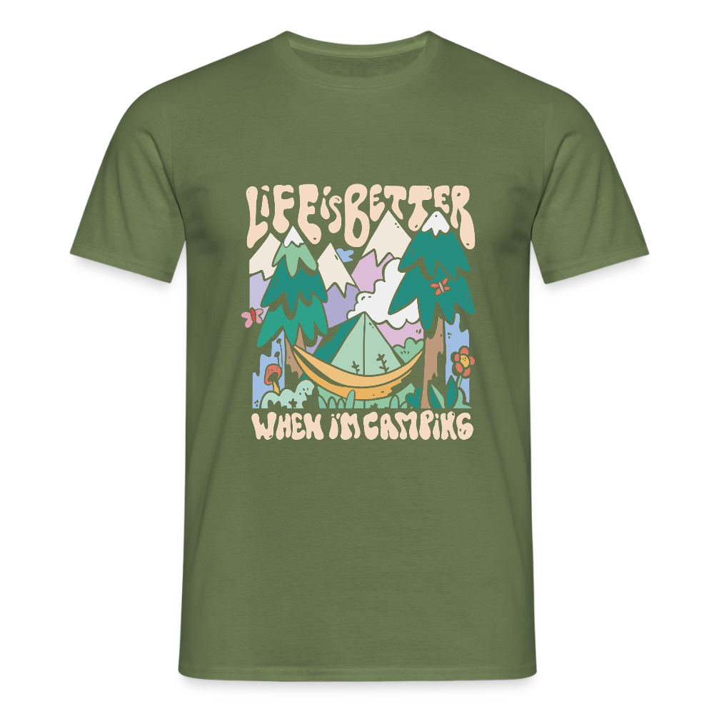 T-shirt Homme – Life is Better When I’m Camping - REF00016 - vert militaire