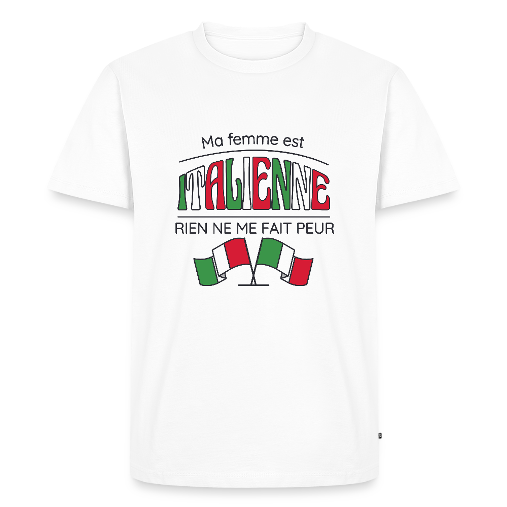 T-shirt Homme “Ma femme est italienne” – Humour & Fierté | UNiKtee REF00074 - blanc