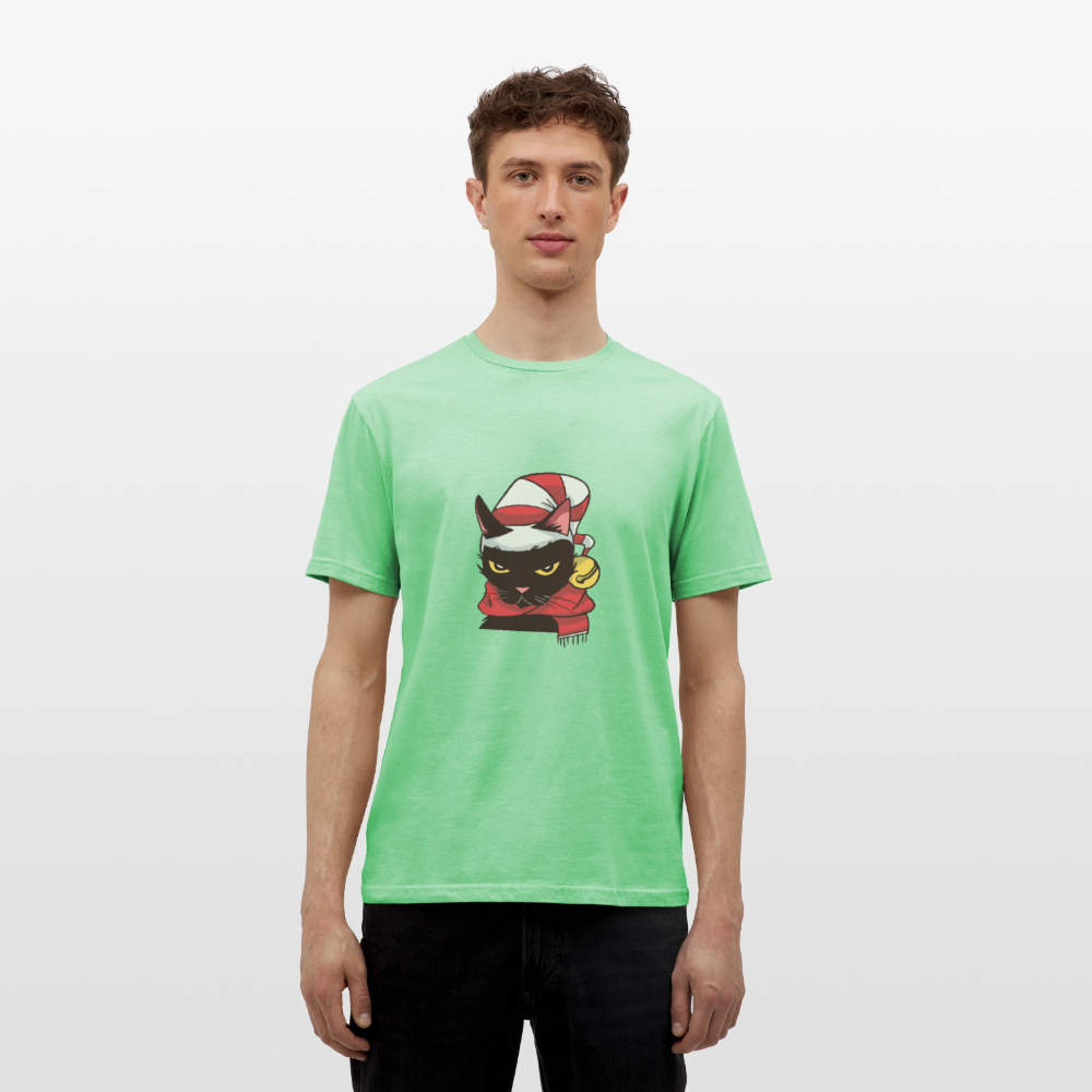 T-shirt Homme – Chat de Noël Grincheux - REF00005 - vert menthe
