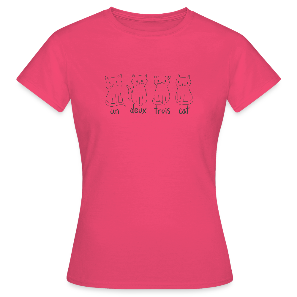 T-shirt Femme “Un, Deux, Trois, Cat” – Humour & Style Félin | UNiKtee REF00046 - rose azalée