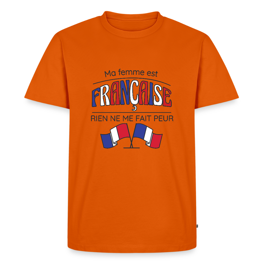 🇫🇷 T-shirt Homme “Ma femme est Française” – Humour & Fierté | UNiKtee REF00076 - orange 