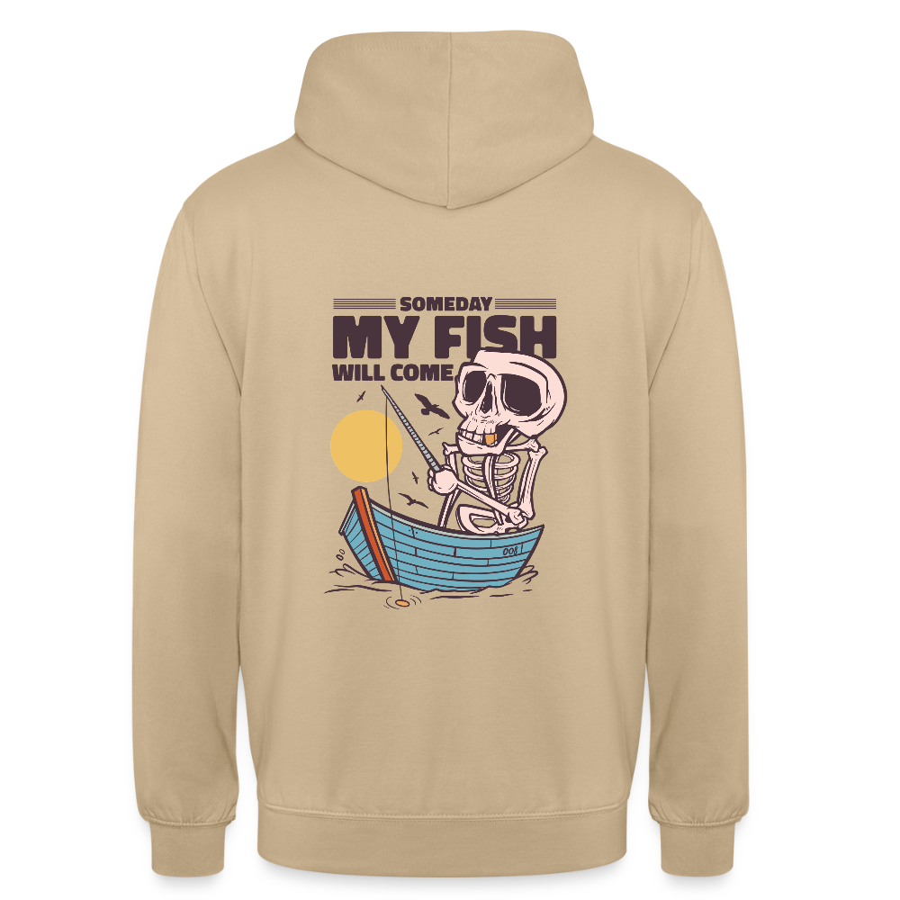 🎣 Sweat à Capuche “Someday My Fish Will Come” – Humour & Pêche | UNiKtee REF00053 - beige