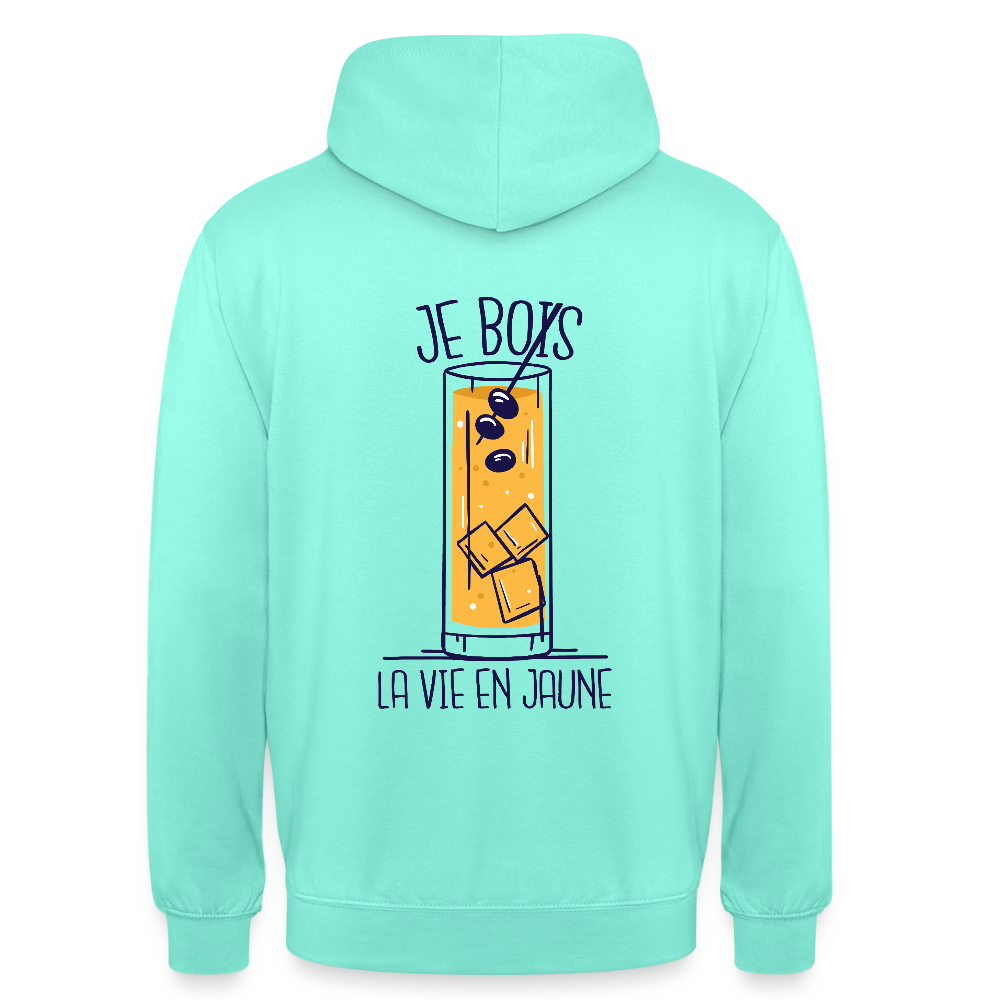 weat à Capuche “Je Bois la Vie en Jaune” – Style, Humour & Bonne Humeur | UNiKtee - REF00027 - menthe