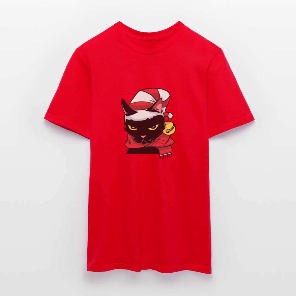 T-shirt Homme – Chat de Noël Grincheux - REF00005 - rouge