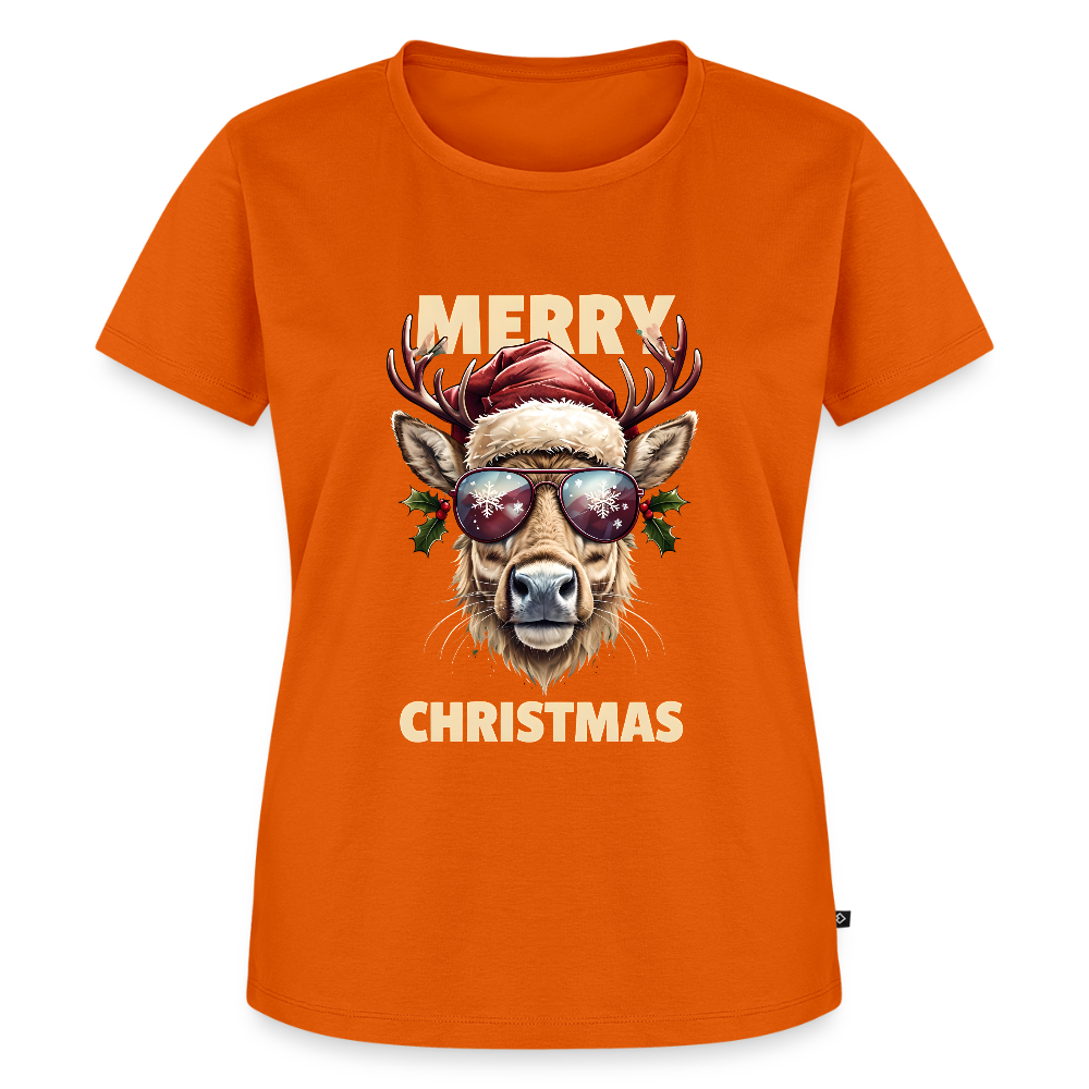 🦌 T-shirt Premium Bio Femme “Merry Christmas” – Style Festif & Détente | UNiKtee REF00071 - orange 