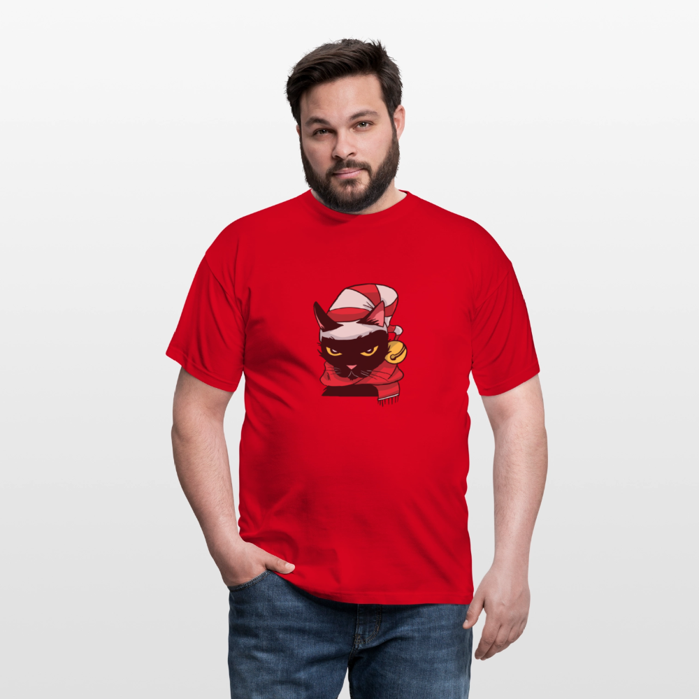 T-shirt Homme – Chat de Noël Grincheux - REF00005 - rouge