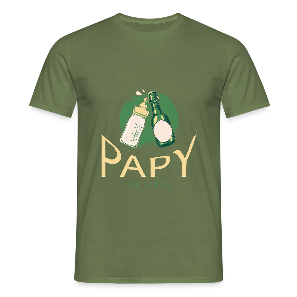 T-shirt Homme “Papy Est.2025” – Cadeau Original pour Nouveau Grand-Père | REF00059 - vert militaire