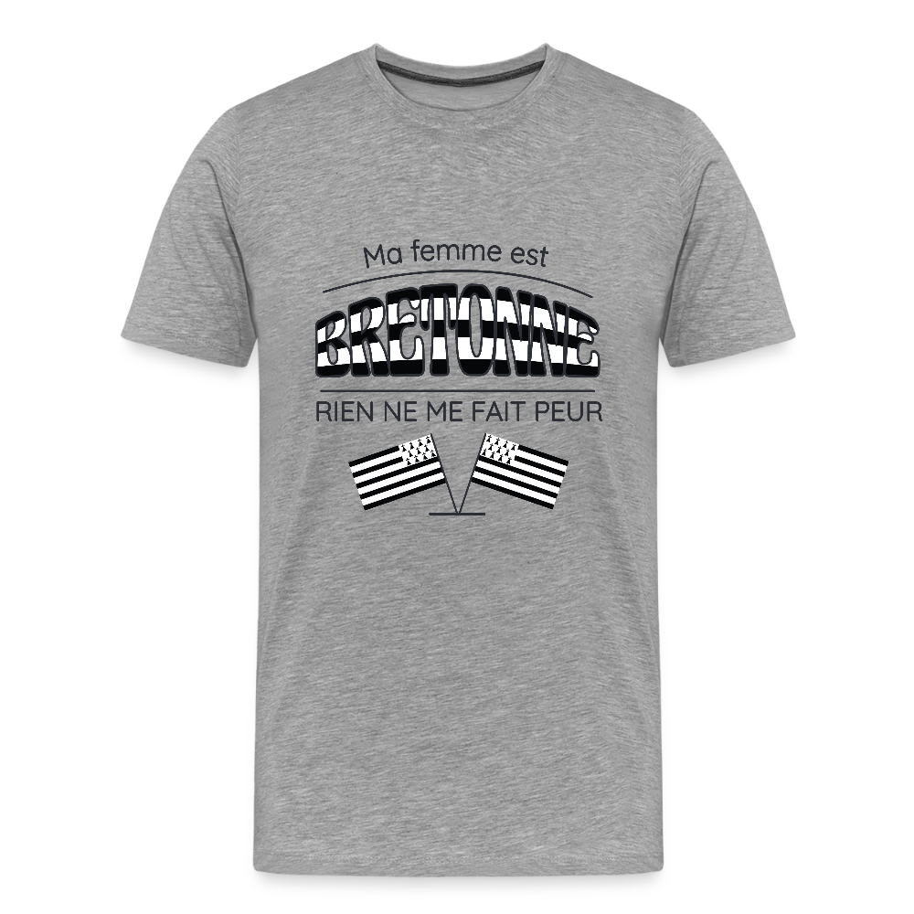 T-shirt Homme “Ma femme est bretonne” – Humour & Fierté Bretonne | UNiKtee REF00072 - gris chiné