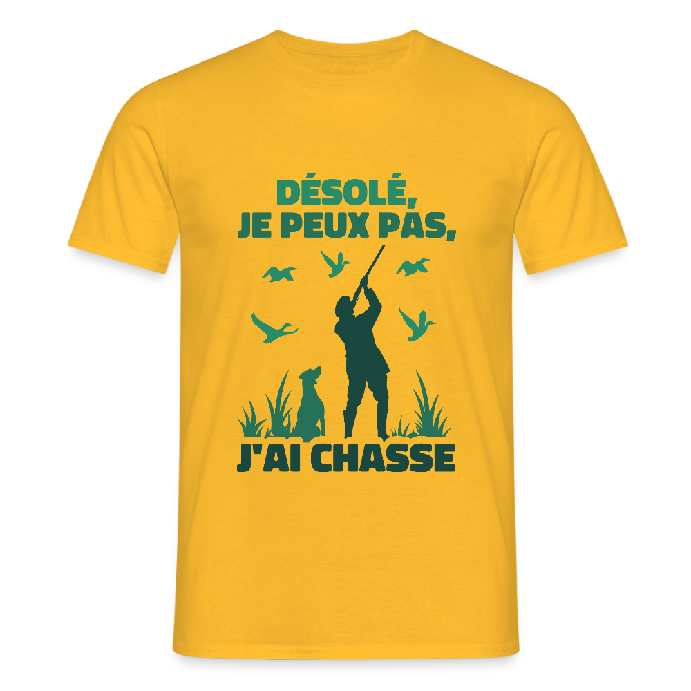 T-shirt Homme – Je peux pas, j’ai chasse - REF00015 - jaune
