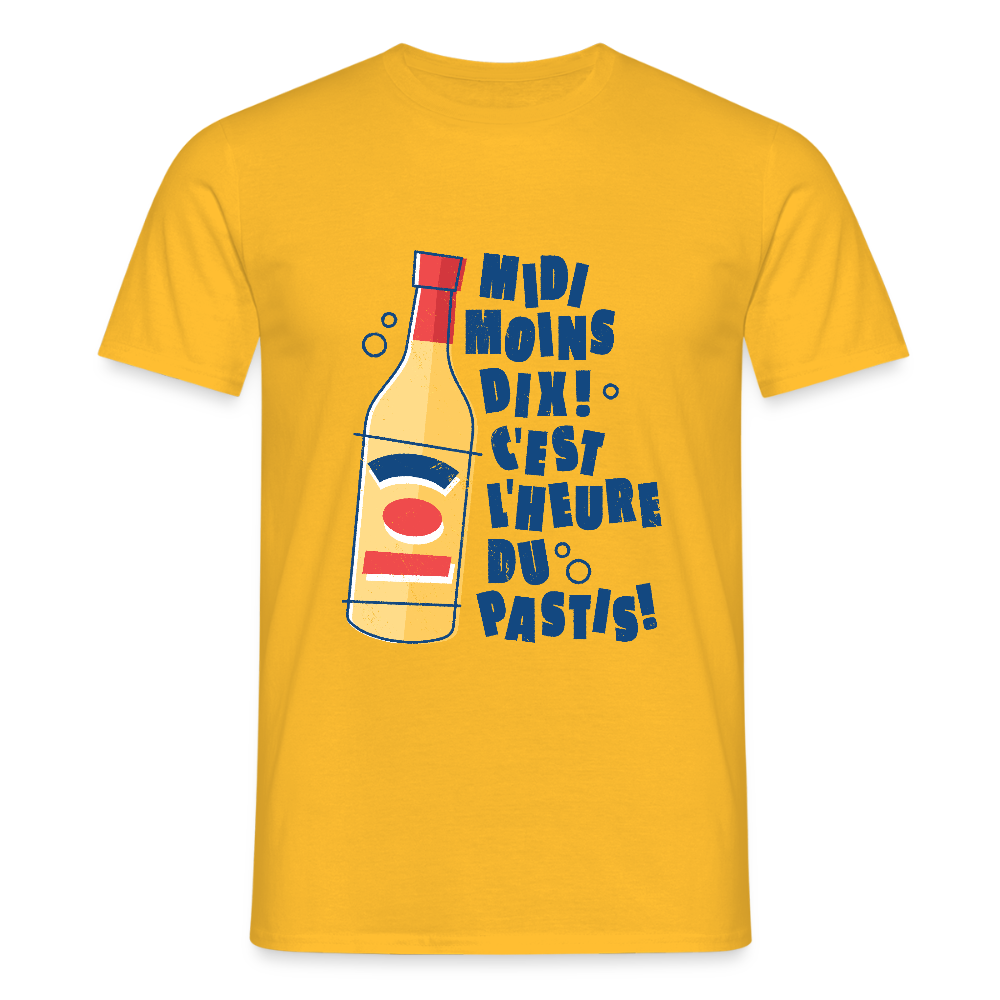 T-shirt Homme “C’est l’heure du Pastis” – Humour & Apéro du Sud | UNiKtee REF00039 - jaune