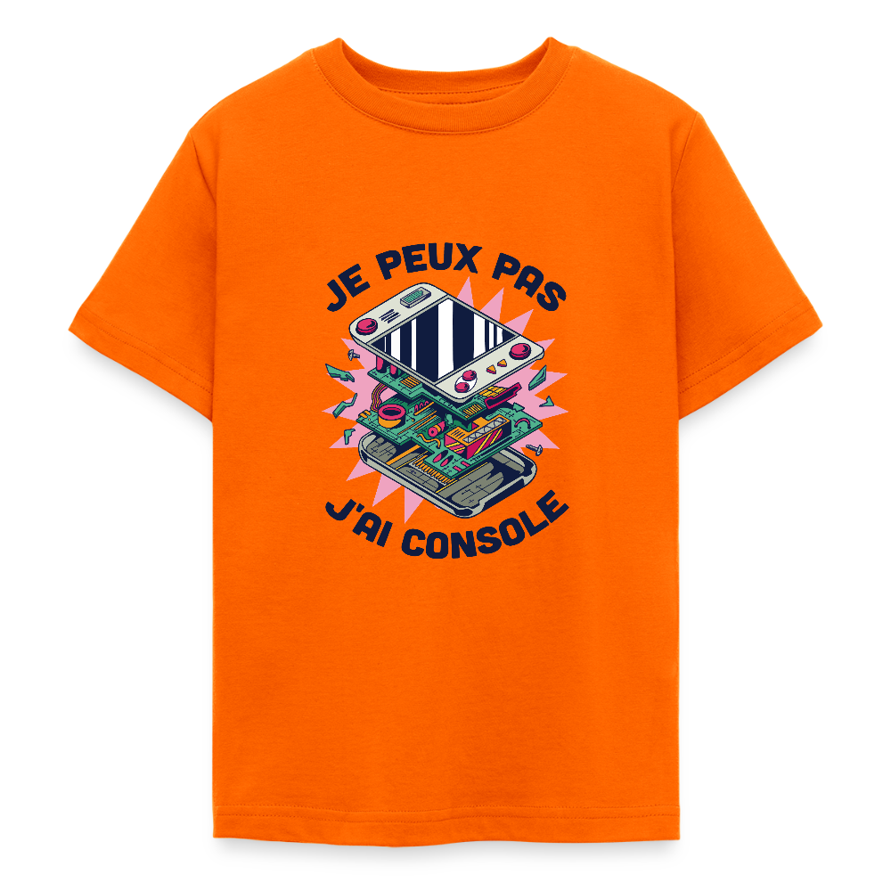 🎮 T-shirt Ado “Je peux pas, j’ai console” – Fun & Gaming Style | UNiKtee REF00044 - orange