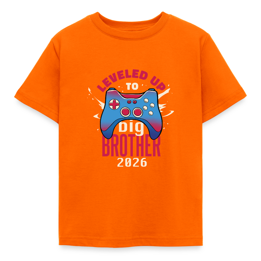 🎮 T-shirt Enfant “Leveled Up to Big Brother 2026” – Annonce Grand Frère | UNiKtee REF00051 - orange