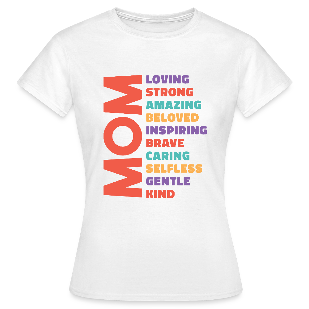 T-shirt Femme “MOM – Loving, Strong, Amazing...” – Douceur & Force | UNiKtee REF00035 - blanc