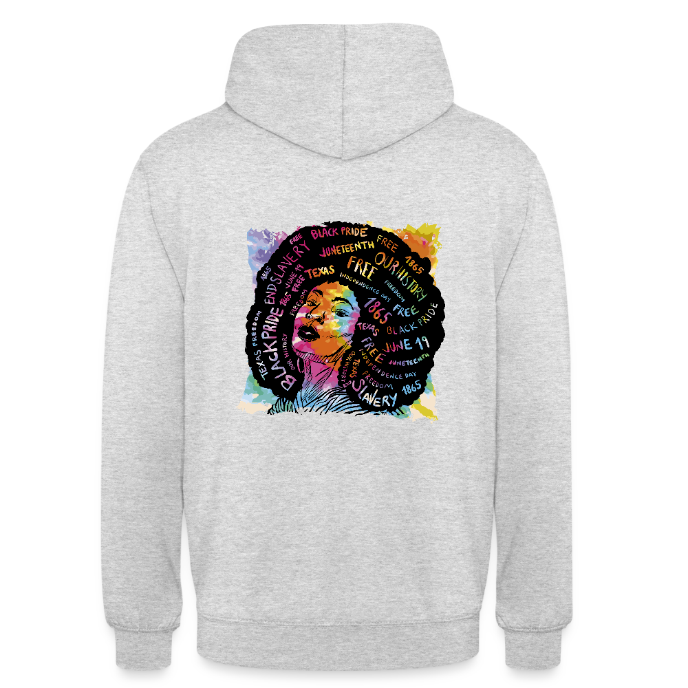 Sweat à Capuche Unisexe “Afro Queen” – Art Coloré & Message d’Empowerment | REF00063 - gris clair chiné