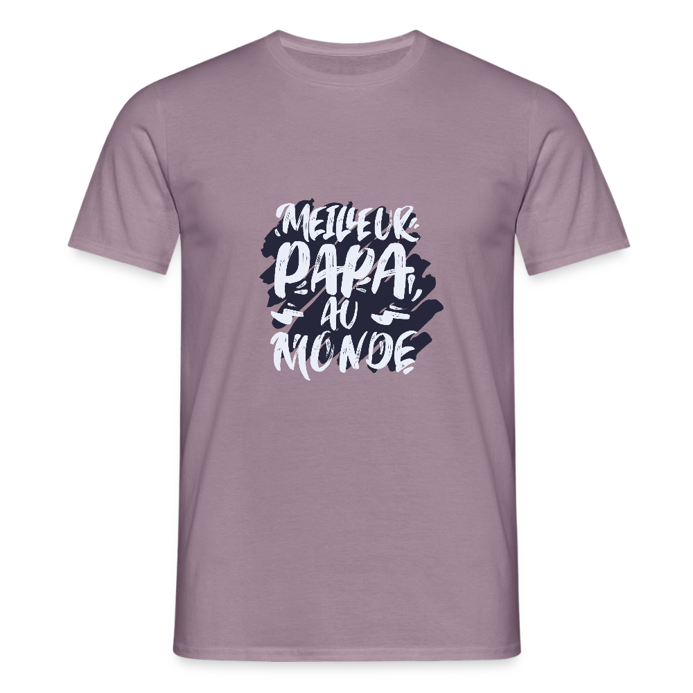 T-shirt Homme – Meilleur Papa au Monde - REF00012 - mauve gris 