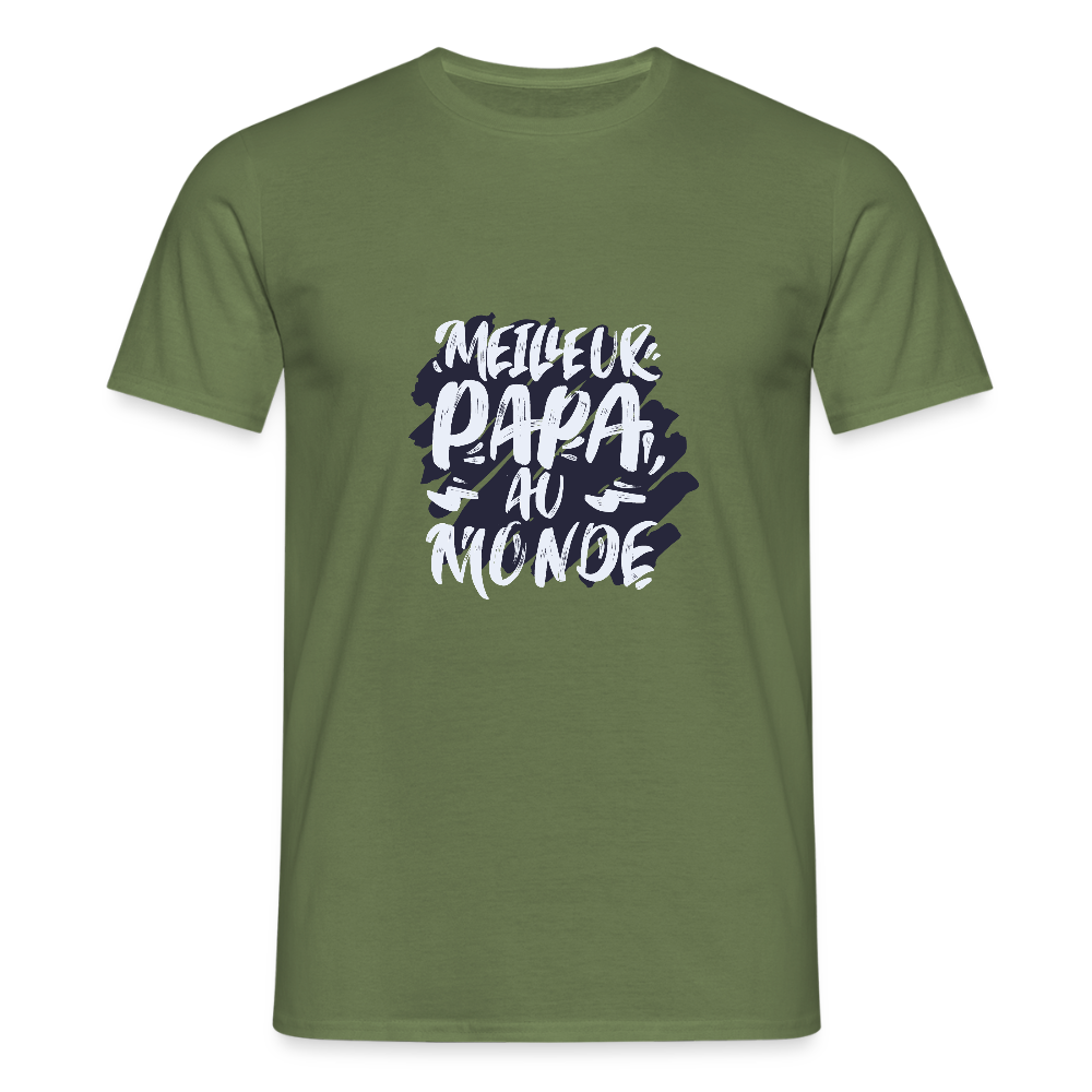 T-shirt Homme – Meilleur Papa au Monde - REF00012 - vert militaire