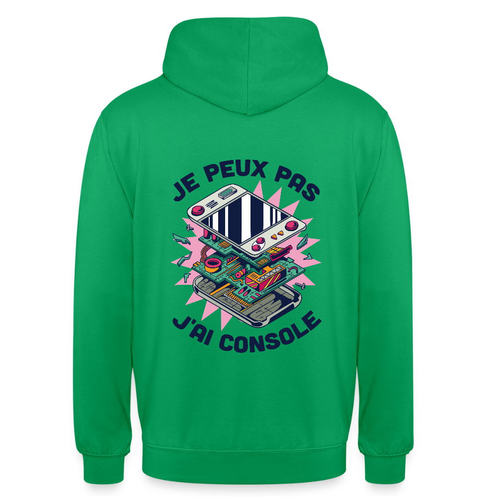 🎮 Sweat à Capuche Unisexe “Je peux pas, j’ai console” – Gaming Style | UNiKtee REF00044 - vert