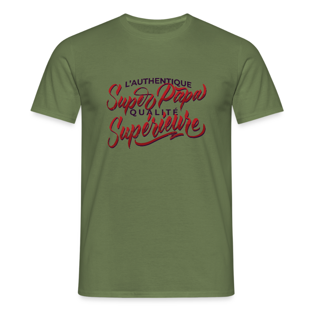 T-shirt Homme “Super Papa – Qualité Supérieure” | UNiKtee REF00036 - vert militaire