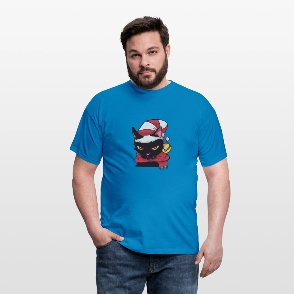 T-shirt Homme – Chat de Noël Grincheux - REF00005 - bleu royal