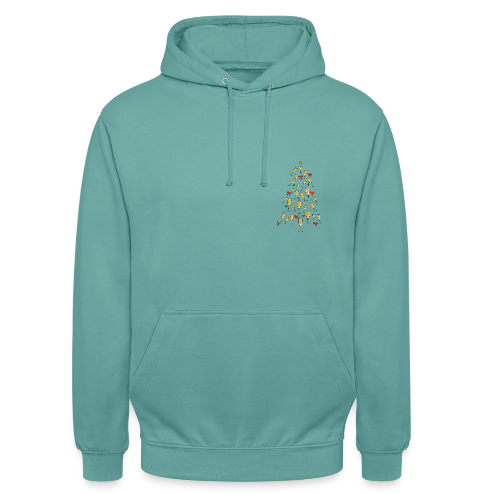 Sweat à Capuche Unisexe “Arbre de Noël Doré” – Design Festif & Style Streetwear | REF00057 - turquoise pastel