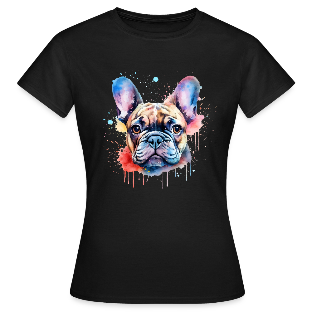 T-shirt Femme – Bouledogue Français Coloré - REF 00014 - noir
